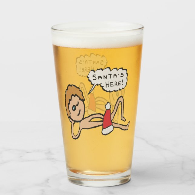 Lustigt tomten är här Julafton Humor Glaskopp (Framsida fylld)