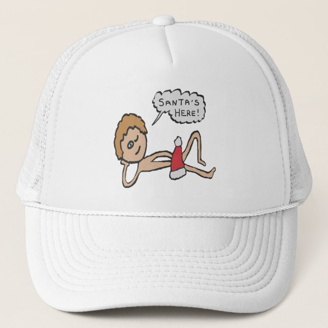 Lustigt tomten är här Julafton Humor Keps (Framsida)