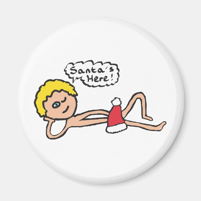 Lustigt tomten är här Julafton Humor Magnet (Framsidan)