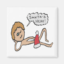 Lustigt tomten är här Julafton Humor Magnet