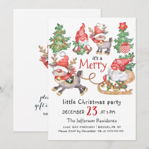 Lustigt tomten Gnomes God jul Little Party Inbjudningar