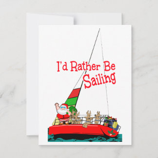 Lustigt tomten i segelbåten jul julkort