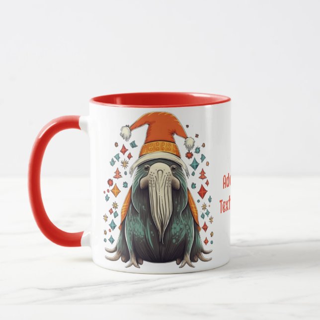 Lustigt tomten Walrus med julbelysning Mugg (Vänster)