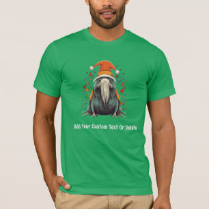 Lustigt tomten Walrus med julbelysning T Shirt