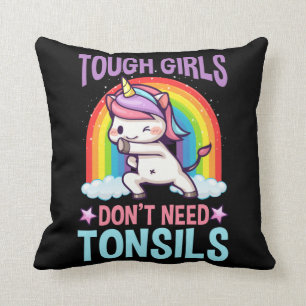 Lustigt Tonsil Removal Unicorn Kid Tonsillectomy Kudde