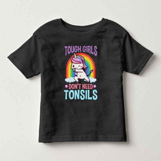 Lustigt Tonsil Removal Unicorn Kid Tonsillectomy T Shirt (Framsida)