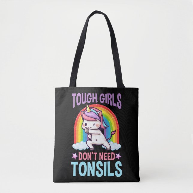 Lustigt Tonsil Removal Unicorn Kid Tonsillectomy Tygkasse (Framsida)