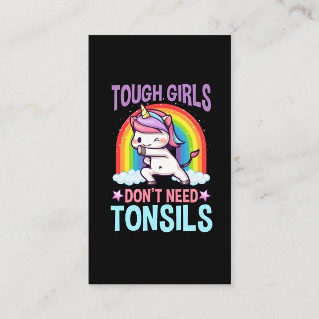 Lustigt Tonsil Removal Unicorn Kid Tonsillectomy Visitkort (Framsida)