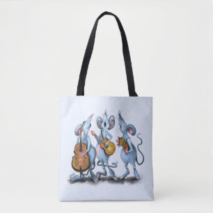 Lustigt Tote Bag med Mouse Music Band Tygkasse