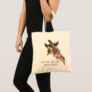 Lustigt Tote Bag med PlayfulGiraffe - Anpassningsb Tygkasse