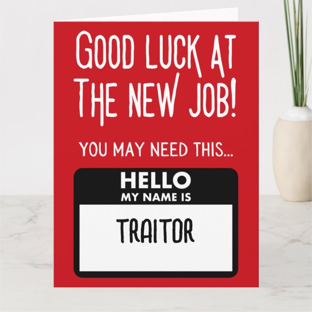 Lustigt "Traitor Badge"-medarbetare Lämnar Tack Kort (Framsida)