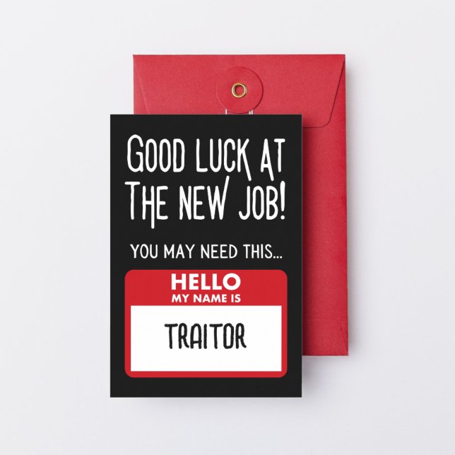 Lustigt "Traitor Badge"-medarbetare Lämnar Tack Kort (Funny 'Traitor Badge' Coworker Leaving Thank You Card)