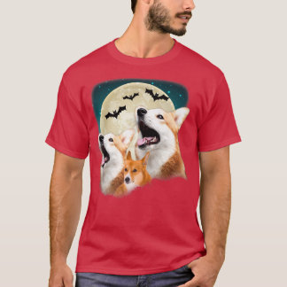 Lustigt tre Corgi Halloween och Halloween Måne762 T Shirt