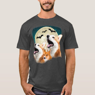 Lustigt tre Corgi Halloween och Halloween Måne-115 T Shirt