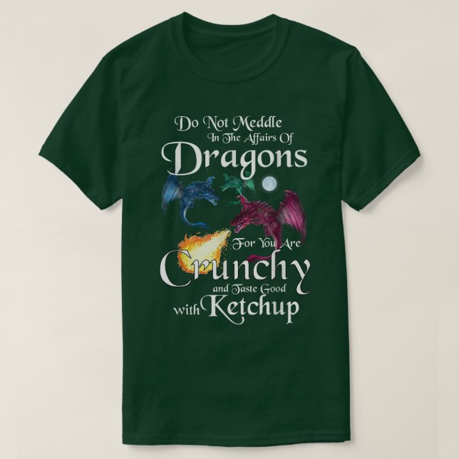 Lustigt tre drakar med Måne och flamma för Drago T Shirt (Design framsida)