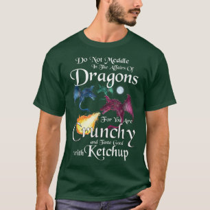 Lustigt tre drakar med Måne och flamma för Drago T Shirt