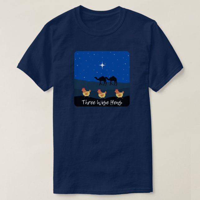 Lustigt tre Wise Hens jul T Shirt (Design framsida)