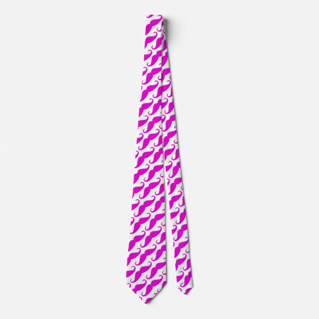 Lustigt trendig rosa neon mustache mönster slips (Framsida)