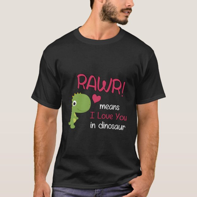 Lustigt Trex Valentines day Rawr Elak I Kärlek dig T Shirt (Framsida)