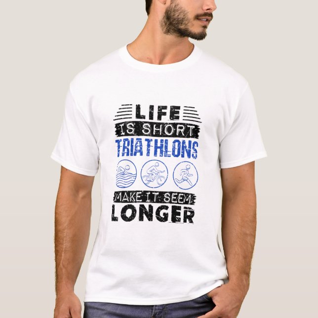 Lustigt Triathlon Joke Life är Kort T Shirt (Framsida)
