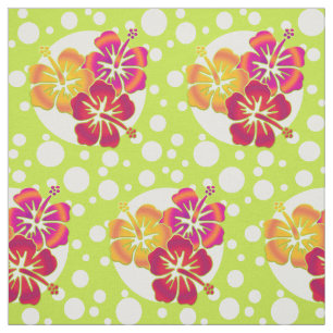 Lustigt Tropical Hibiscus blommar + ryggen Tyg