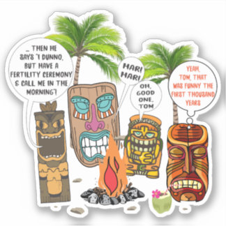Lustigt tropiska Hawaiianska tiki-huvuden Campfire Klistermärken