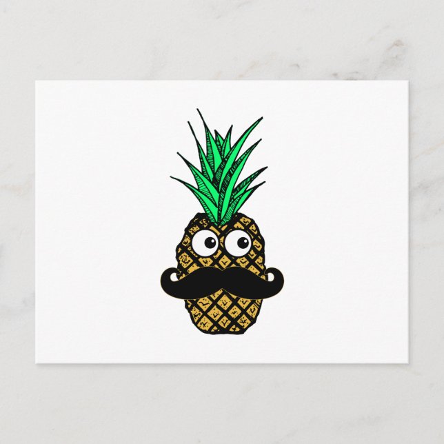 Lustigt Tropiskt ananas med Googly Öga Mustache Vykort (Framsida)