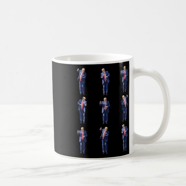 Lustigt trumfknapp som dansar som en felonröstspum kaffemugg (Höger)