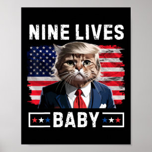 Lustigt trumfkort 9 Lives Baby-lustiga röstning fö Poster
