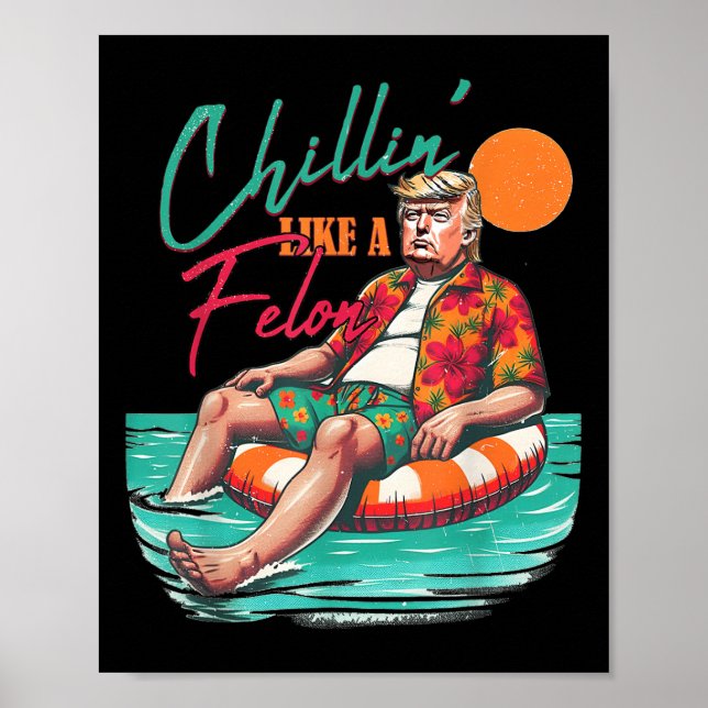 Lustigt trumfkort som en felonsommar 2024 poster (Framsidan)