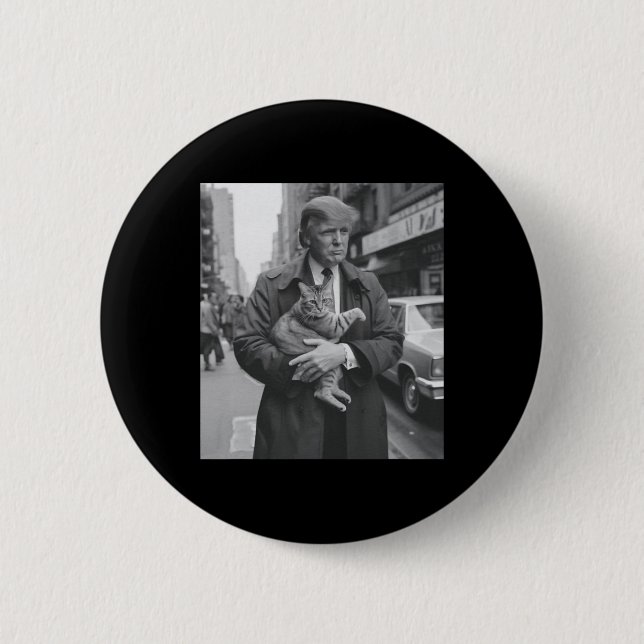 Lustigt trumma och katt knapp (Framsida)