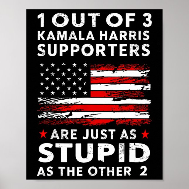Lustigt Trump 1 av 3 Kamala Harris-supportrar Fe Poster (Framsidan)