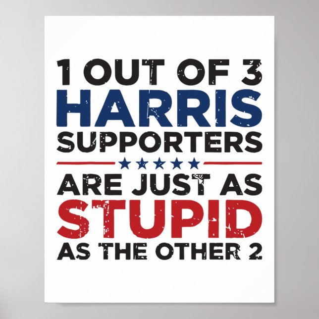 Lustigt Trump 1 av 3 Kamala Harris-supportrar Poster (Framsidan)