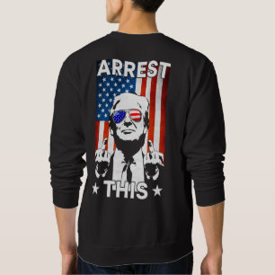 Lustigt Trump 2024 Arrest Denna amerikanska Flagga Lång Ärmad Tröja