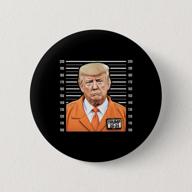 Lustigt Trump 2024 Fånge Mugshot Knapp (Framsida)