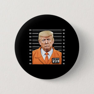 Lustigt Trump 2024 Fånge Mugshot Knapp