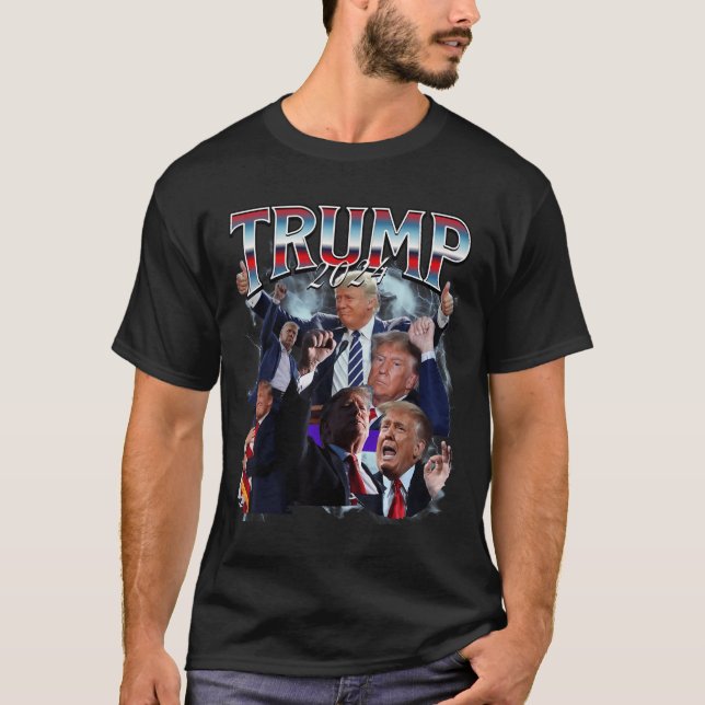 Lustigt Trump 2024 Kampanj 90s Rap Trendig Bootleg T Shirt (Framsida)