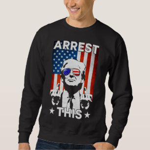 Lustigt Trump Arrest The American Flagga Trump 202 Lång Ärmad Tröja