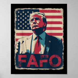 Lustigt Trump Fafo F Around Find Out Retro US Flag Poster