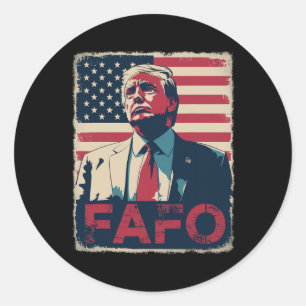 Lustigt Trump Fafo F Around Find Out Retro US Flag Runt Klistermärke