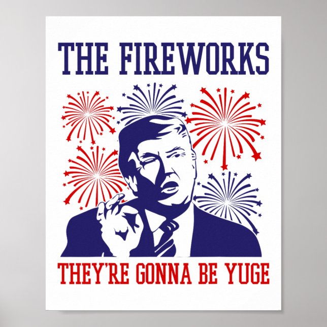 Lustigt Trump-fyrverkericitat 4:e juli Poster (Framsidan)
