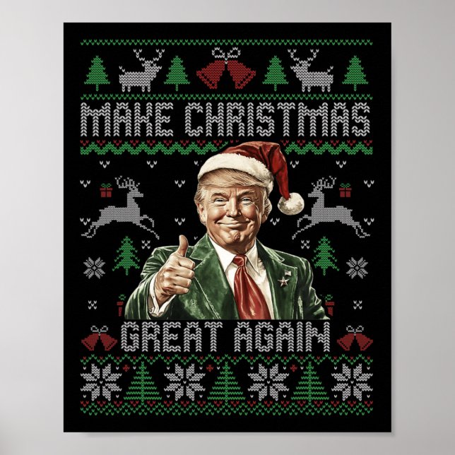 Lustigt Trump Gör julen Underbar igen Ugly Sweate Poster (Framsidan)