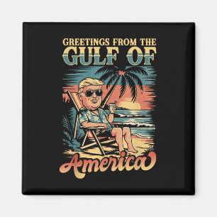 Lustigt Trump Hälsning från den patriotiska Bukten Magnet