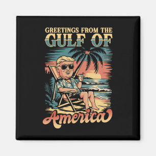 Lustigt Trump Hälsning från den patriotiska Bukten Magnet