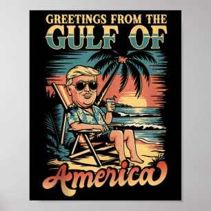 Lustigt Trump Hälsning från den patriotiska Bukten Poster