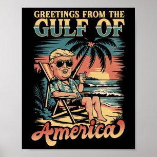 Lustigt Trump Hälsning från den patriotiska Bukten Poster