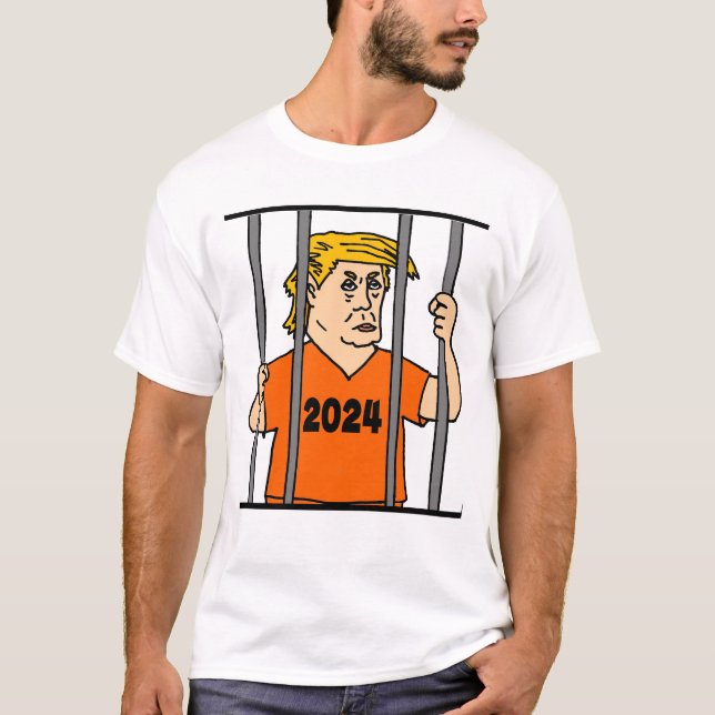 Lustigt Trump i Jail Anti Trump Politik T Shirt (Framsida)