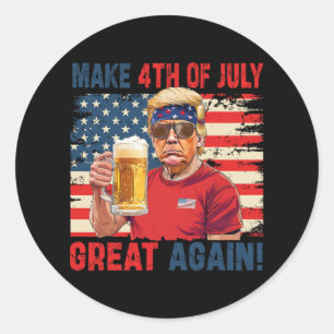 Lustigt Trump Independence day gör 4 juli Grea Runt Klistermärke