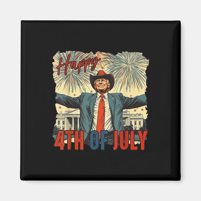 Lustigt Trump Lycklig 4:e juli Independence day Magnet (Framsidan)