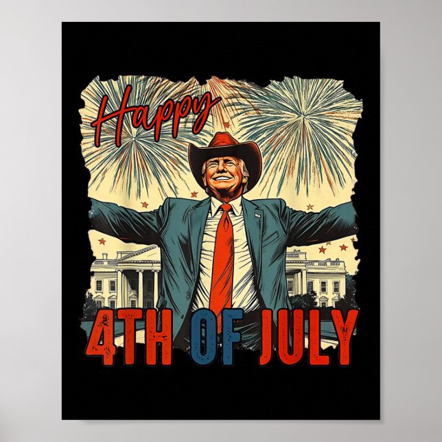 Lustigt Trump Lycklig 4:e juli Independence day Poster (Framsidan)